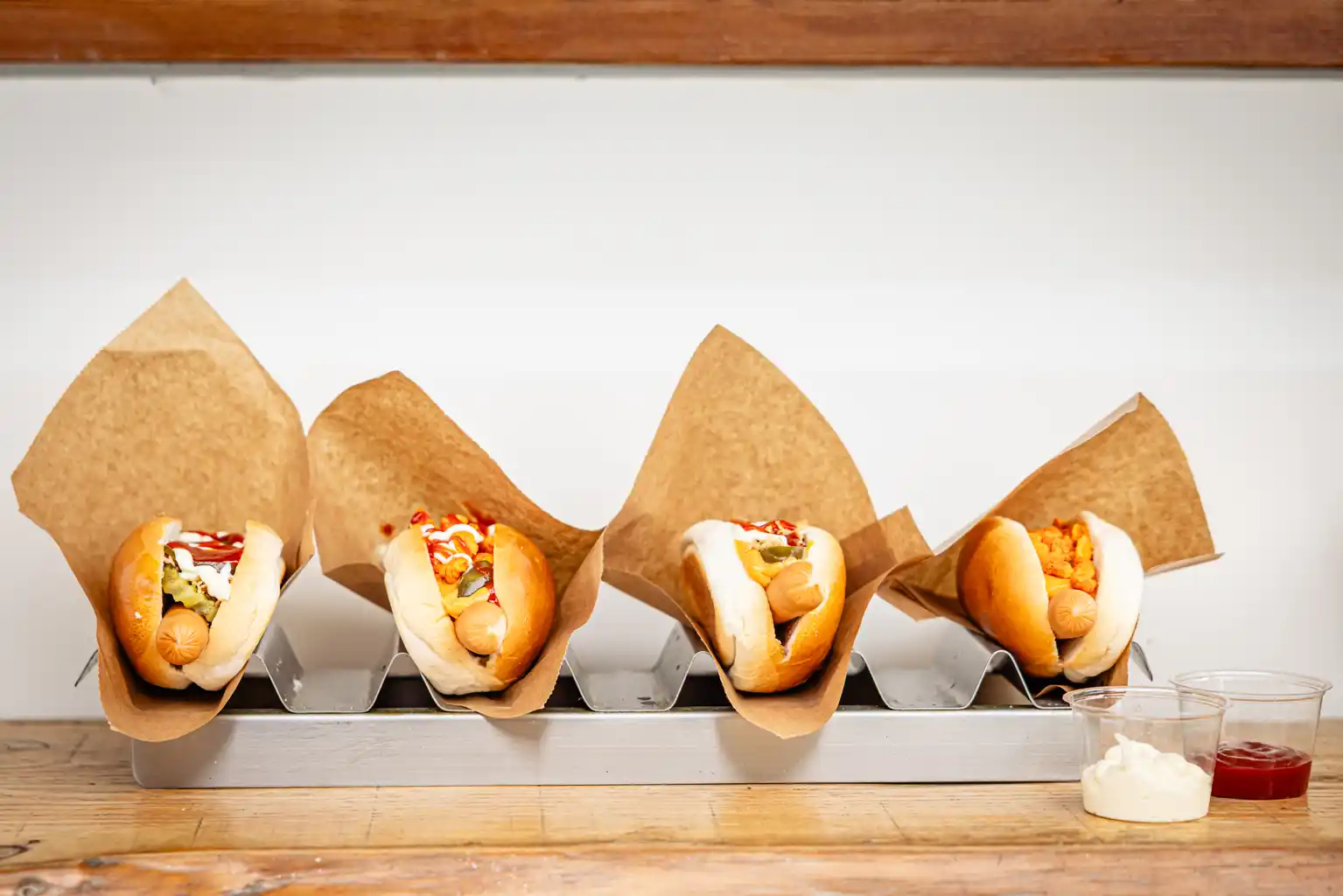 Hotdogs op een rij